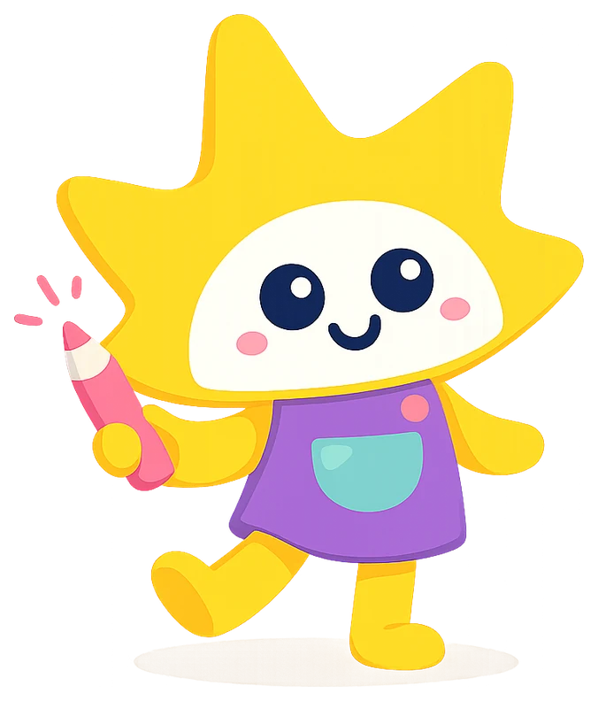 Lumi, the PLEY mascot, drawing